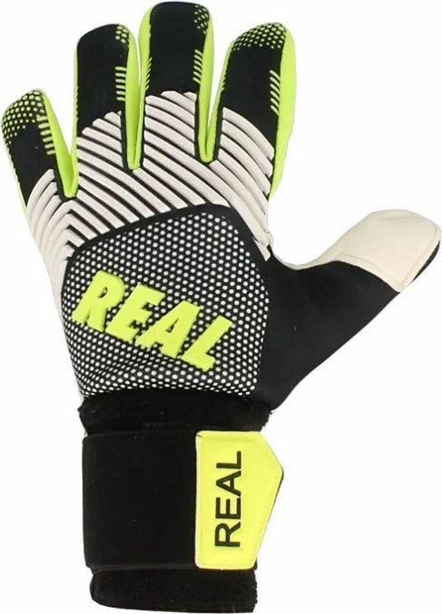 Real Fusion Keepershandschoenen Heren - Zwart / Wit / Fluogeel | Maat: 8