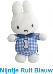 Nijntje Knuffel Rammelaar Blauw Ruit