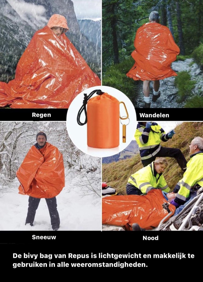 REPUS Nood Slaapzak | Life Bivy | Travel safe |Lichtgewicht slaapzak | Bivakzak | Extreme light |Camperen | Outdoor | Camping | Musthave |Slaapzak | Wandelen | Tent | Reizen | Roadtrip |