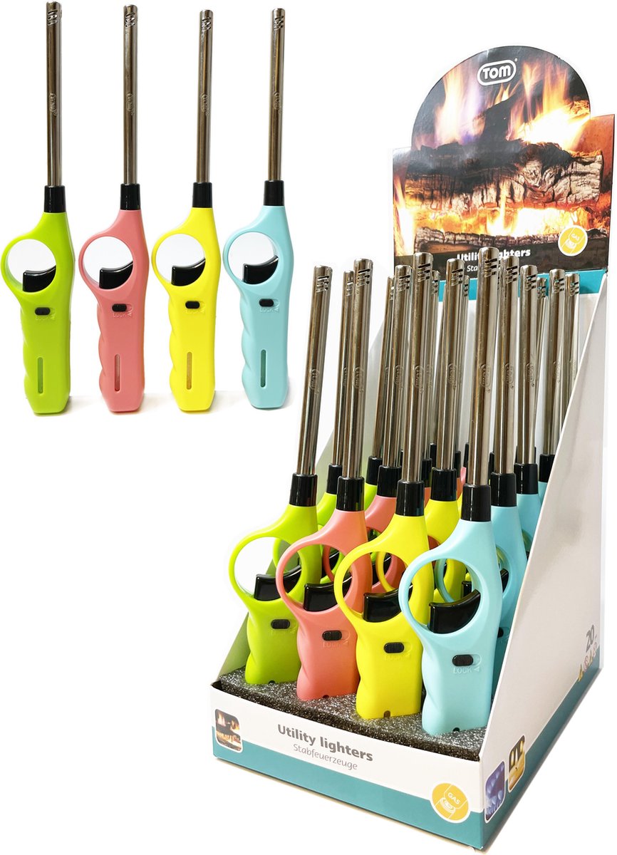 Gasaansteker - keuken aanstekers - bbq aansteker - navulbar- display 20 stuks