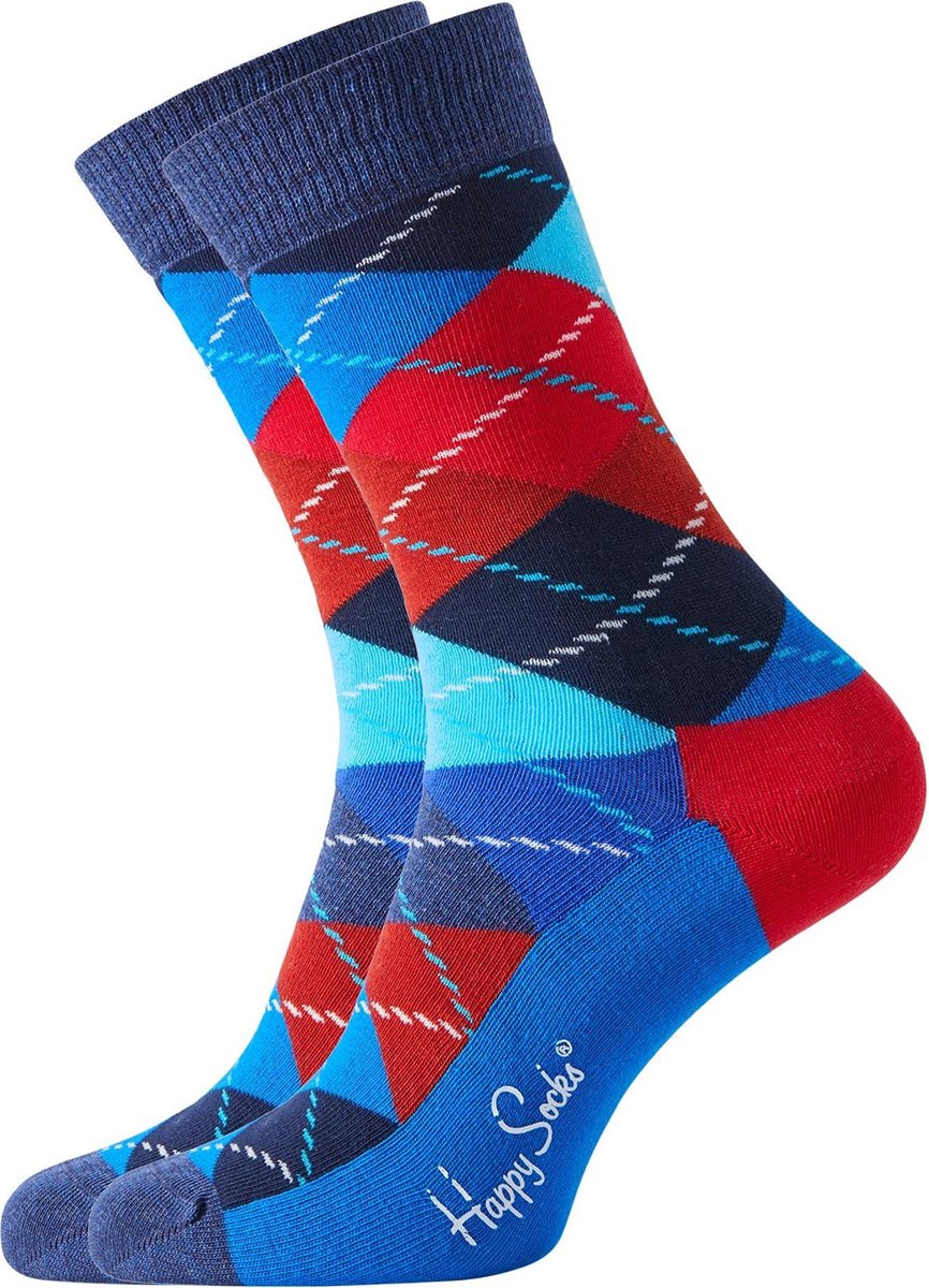 Happy Socks sokken Argyle Sock rood-blauw - Unisex - Maat: 41-46