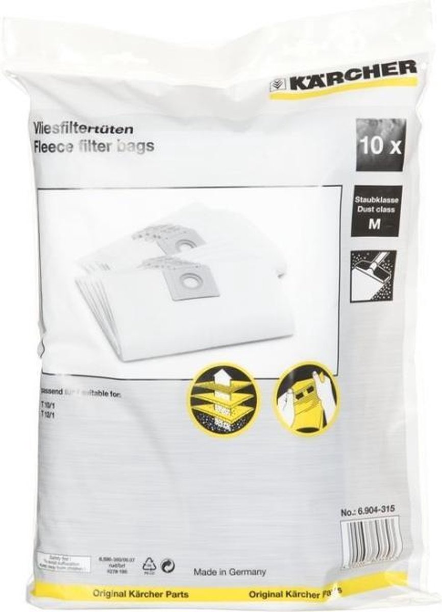 Karcher stofzuigzakken origineel - 10st - stofzakken stofzuigerzakken voor oa. T10/1
