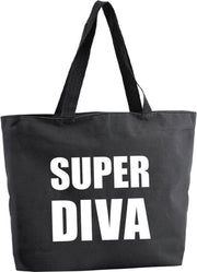 Super Diva shopper tas - zwart - 47 x 34 x 12