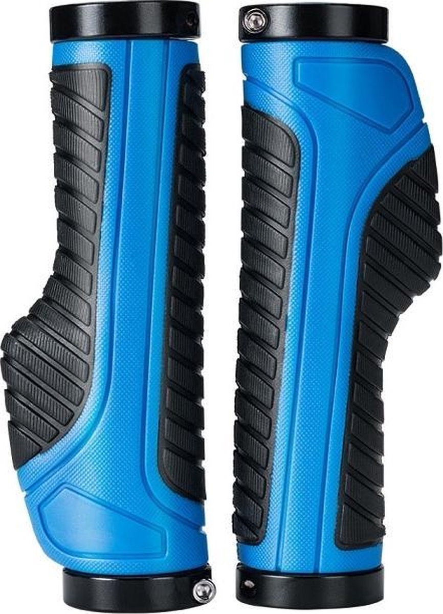 Baymate Fiets Grips MTB Racefiets Double Lock Rubber Handvatten Anti-slip Schokabsorberende Soft Bike Grips Stuur BT1802BL Blue