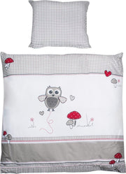 Roba Beddengoed Adam & Owl 80 X 80 Cm Katoen Grijs/wit 2-delig