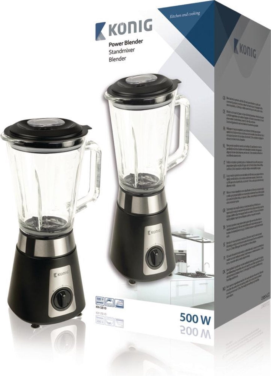 Nedis Staande Blender 500 W 1.5 - Zwart/Zilver - 2 Snelheden