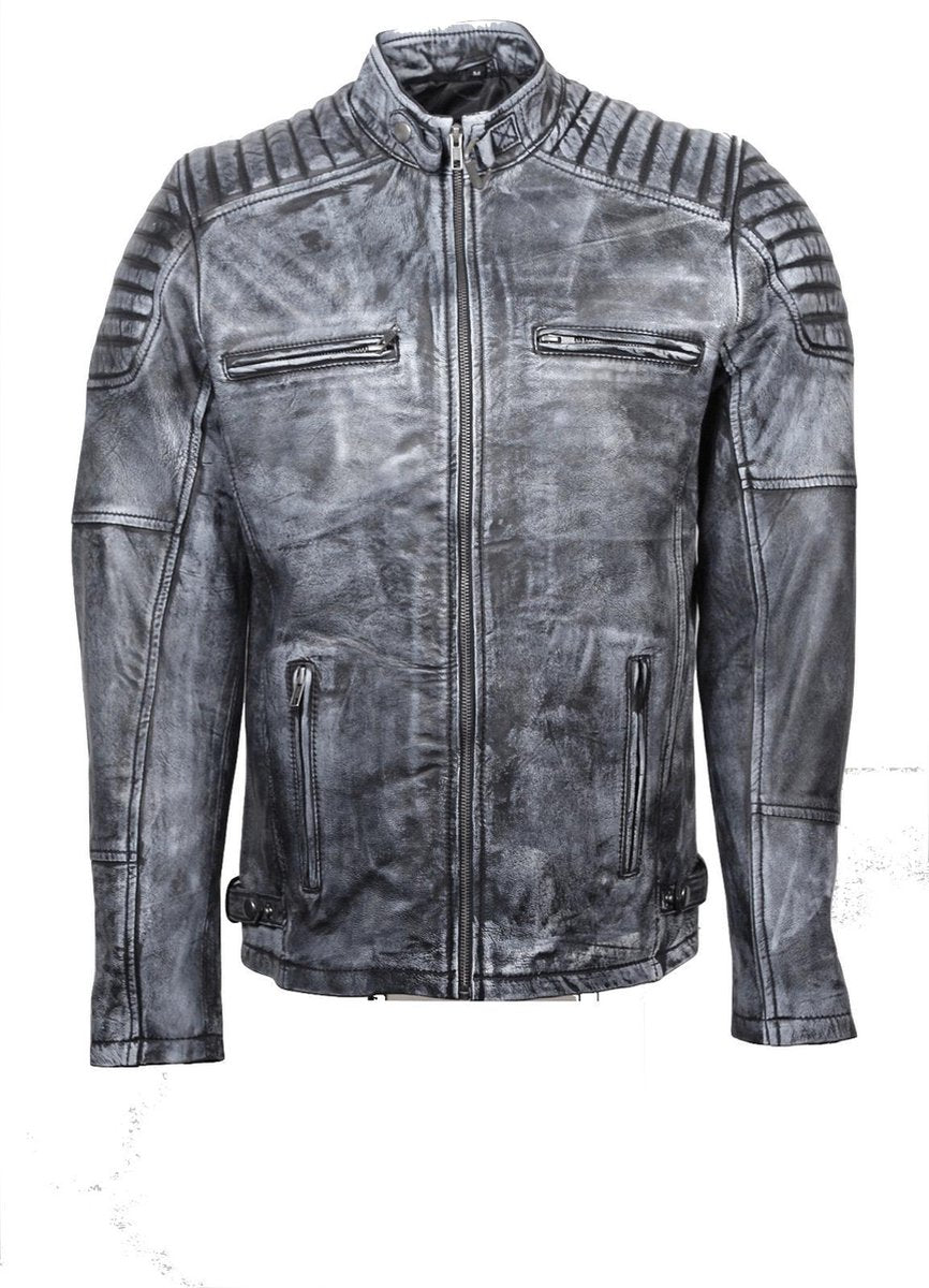 Biker heren Ralph Denim lams leren jack -M