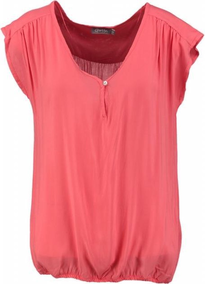 Geisha blouse shirt koraal (lobster) - Maat S