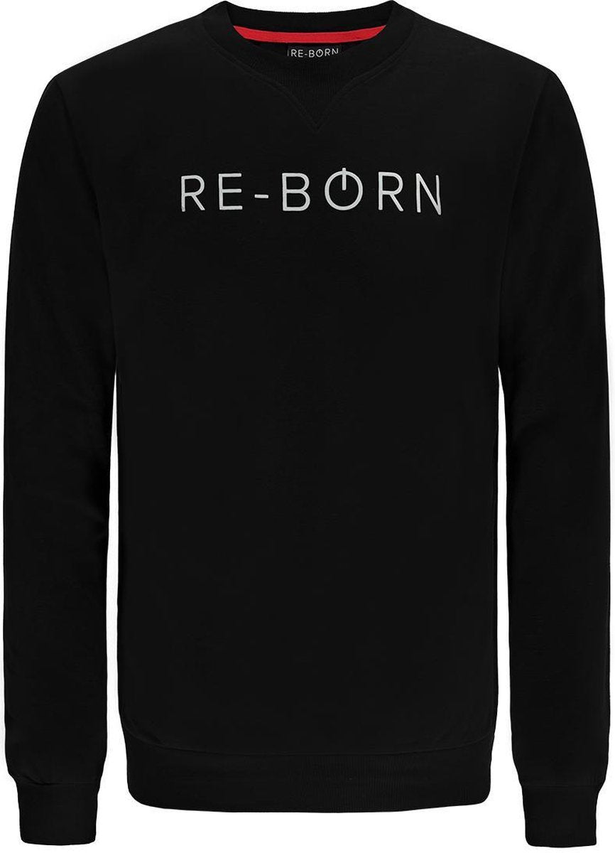 Re-Born Ronde Hals Trui Lange Mouw Heren - Zwart - Maat S