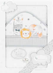 Interbaby Badcape Diertjes 100 X 100 Cm Katoen Wit/grijs