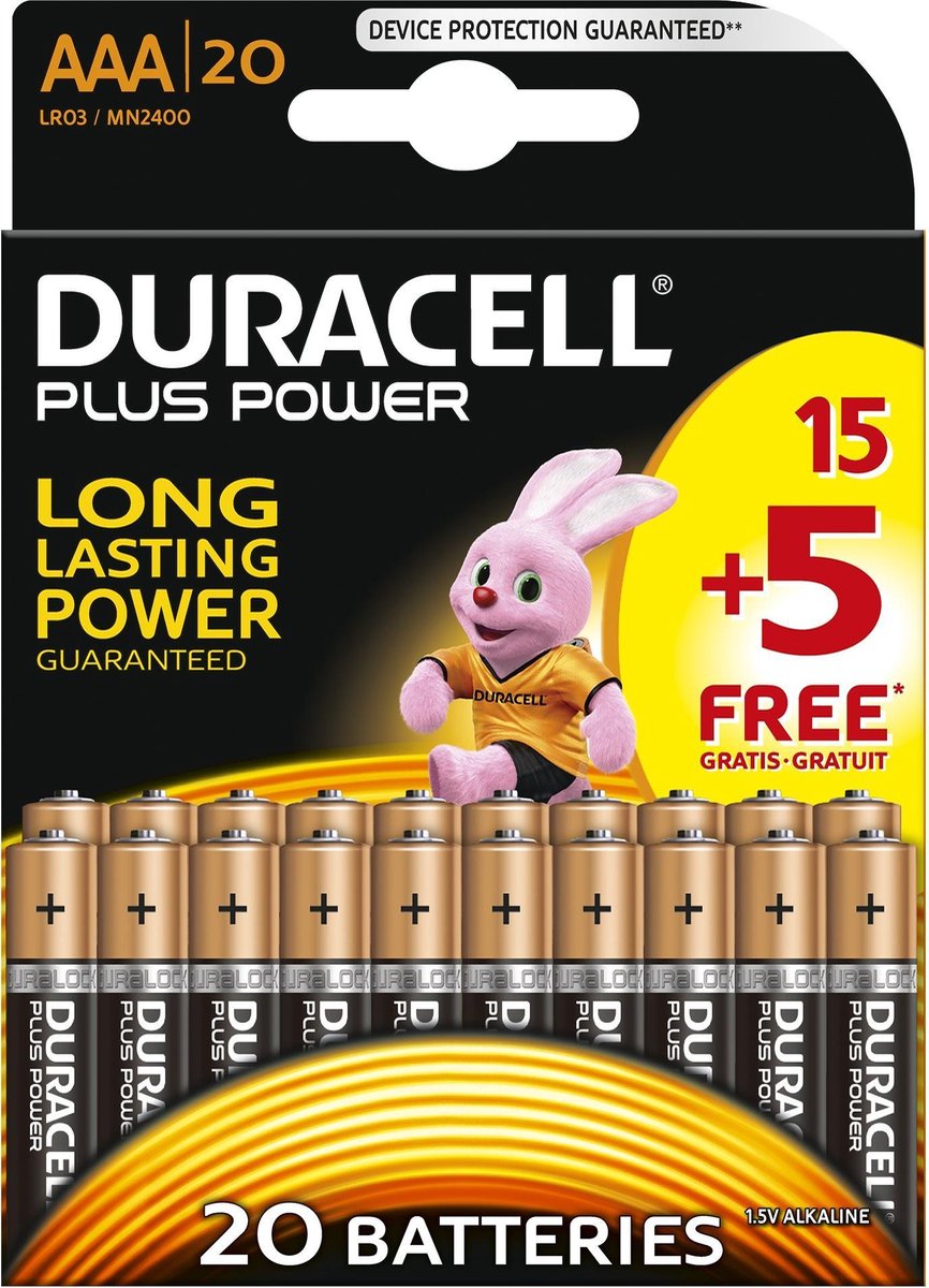 Duracell Plus Power alkaline AAA-batterijen - 20 stuks