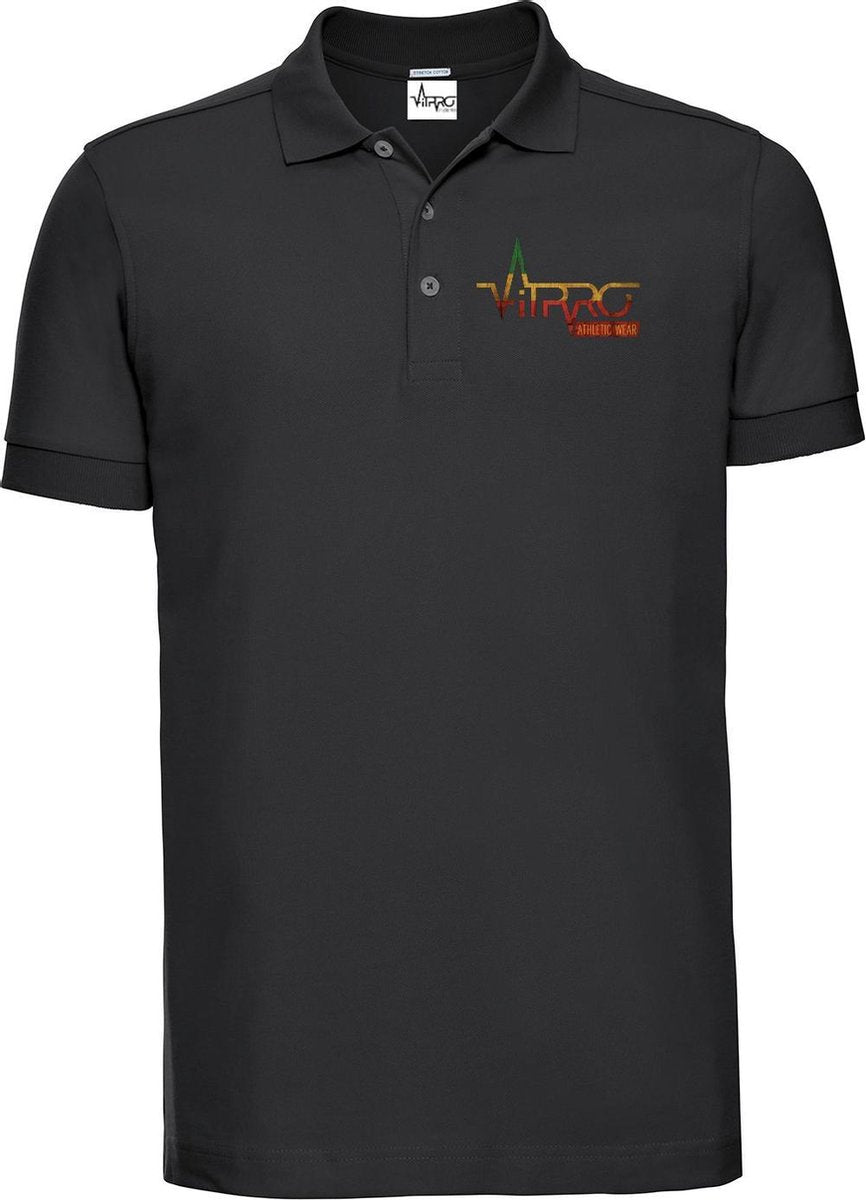 FitProWear Rasta  Slim-Fit Polo Heren - Zwart - Maat L - Poloshirt - Sportpolo - Slim Fit Polo - Slim-Fit Poloshirt - T-Shirt - Katoen polo - Polo -  Getailleerde polo heren - Getailleerd poloshirt - Zwarte polo