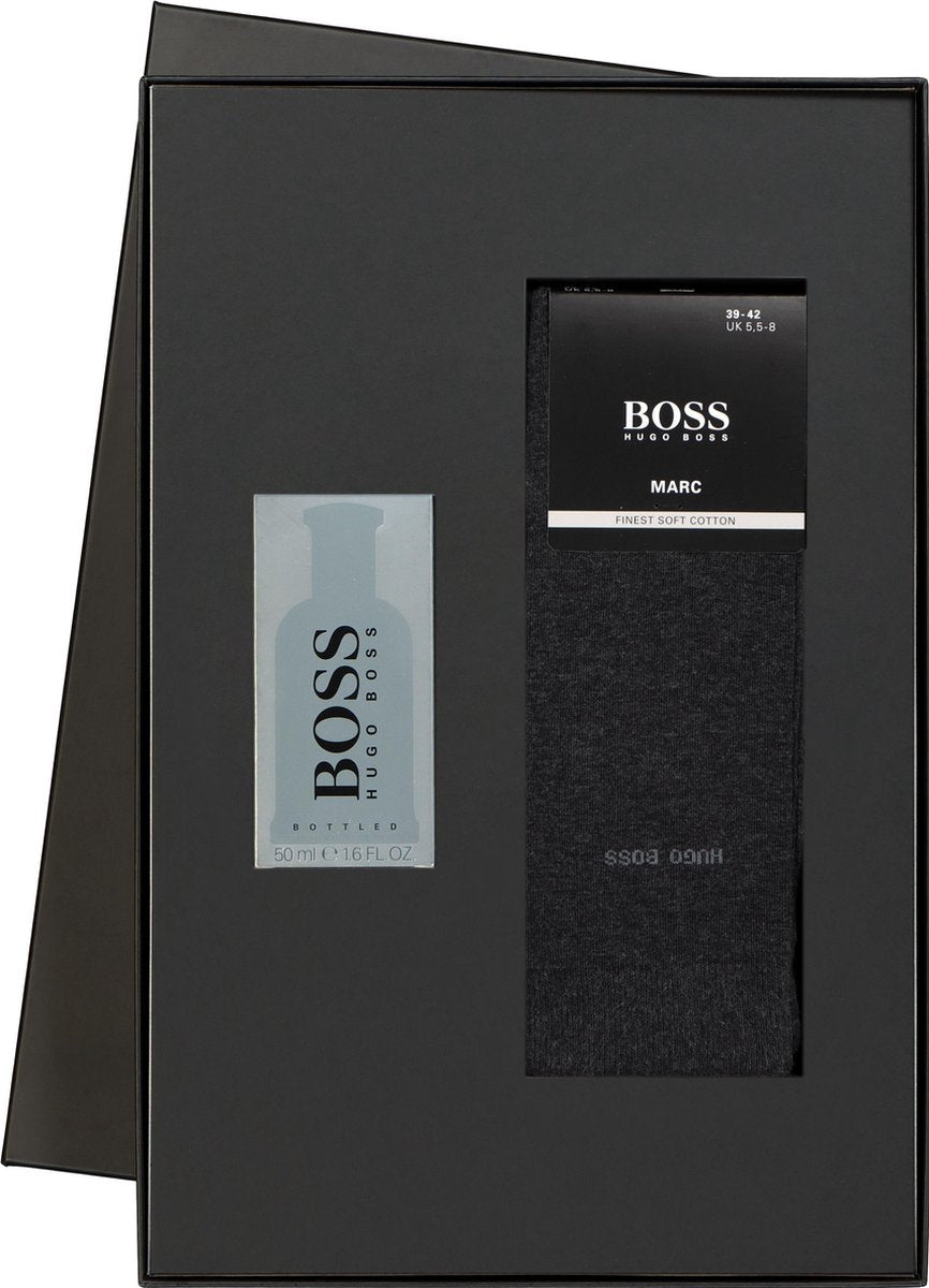 Heren cadeaubox: HUGO BOSS Bottled parfum + HUGO BOSS sokken antraciet -  Maat: 43-46