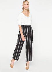 Losse broek met streep - Zwart
