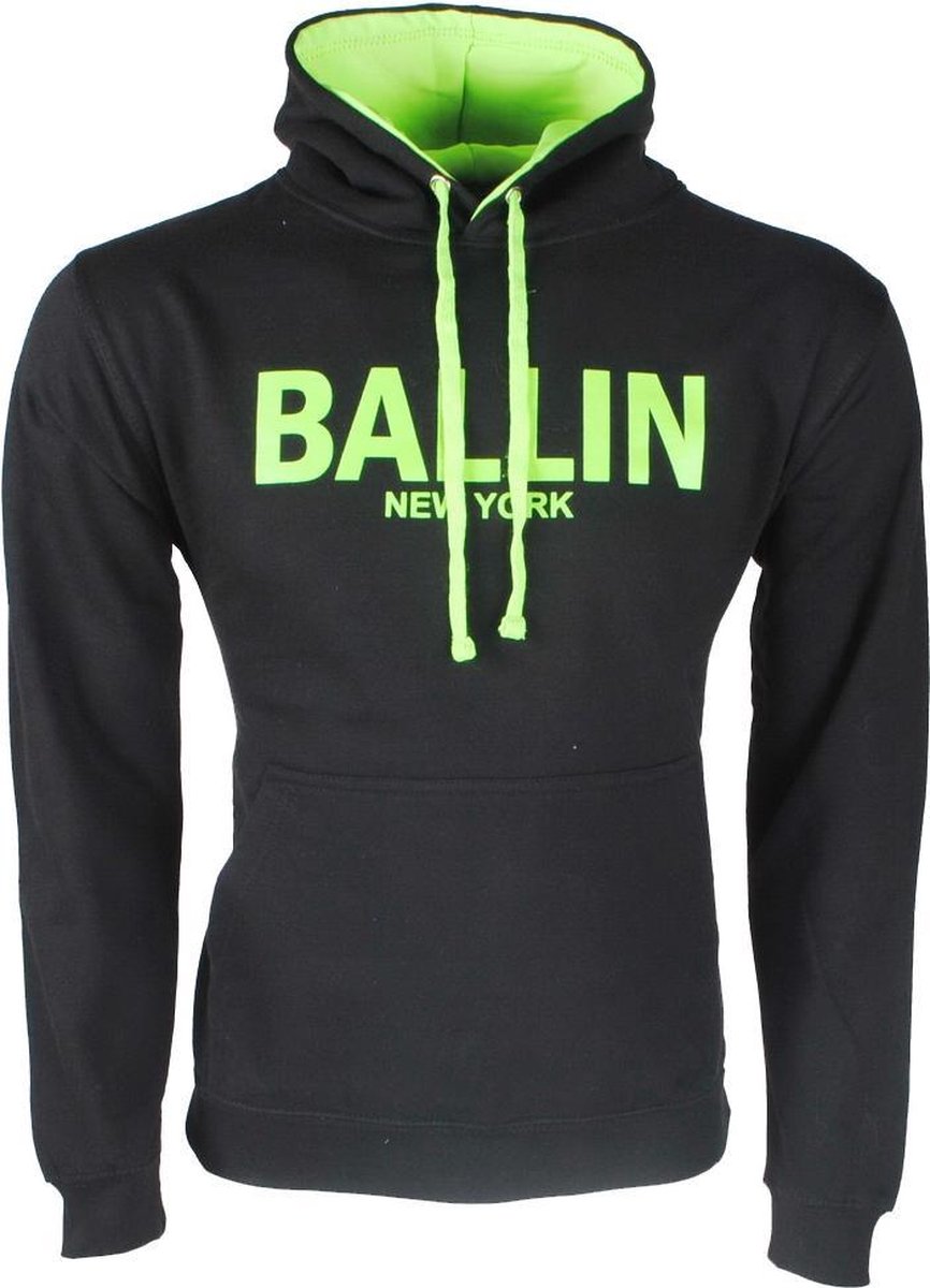 Ballin - Heren Trui - Hoodie - Sweat - Zwart Neon groen