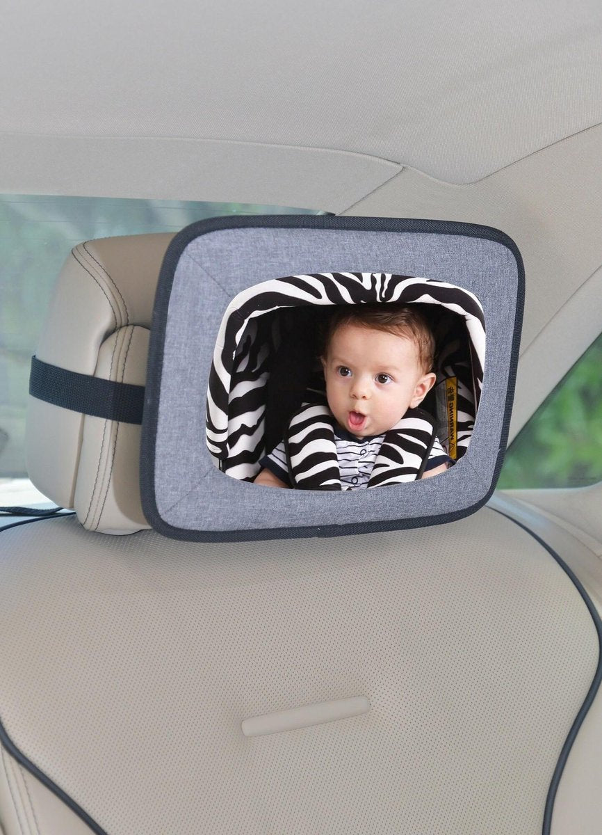 Altabebe – Babyspiegel auto – Baby autospiegel 360° draaibaar – Achterbankspiegel met rand - Terugkijkspiegel – Grijs