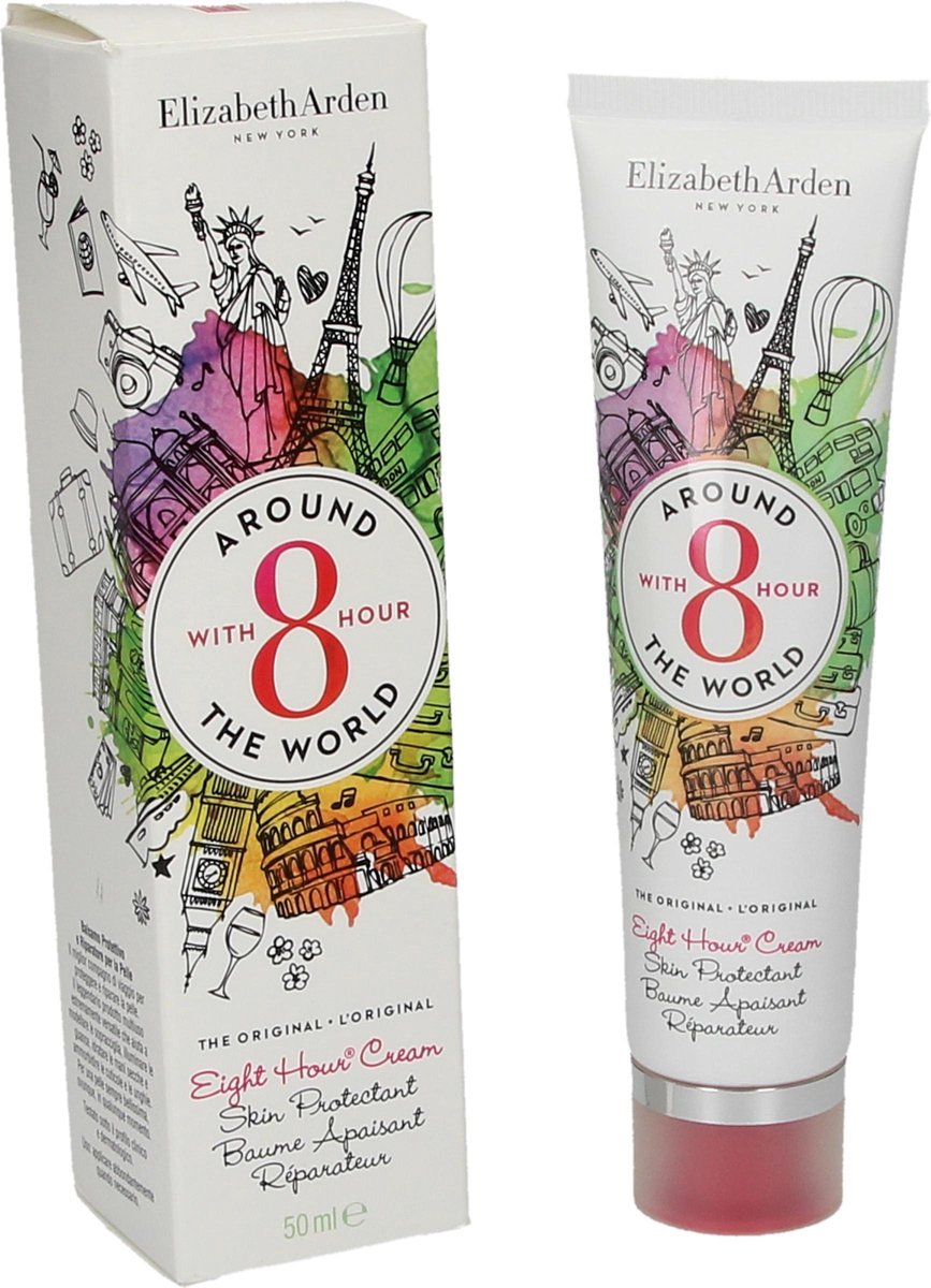 Elizabeth Arden Around the world with 8 Hour Multifunctionele Skin Protector voor tijdens het Reizen 50 ML– 15x4x3 | Reis crème | Moisturizer voor de Handen en het Gezicht | Gezicht crème | handcrème