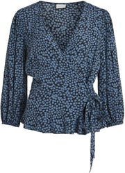 Vikittie 3/4 Sleeve Wrap Top 14066560 Black
