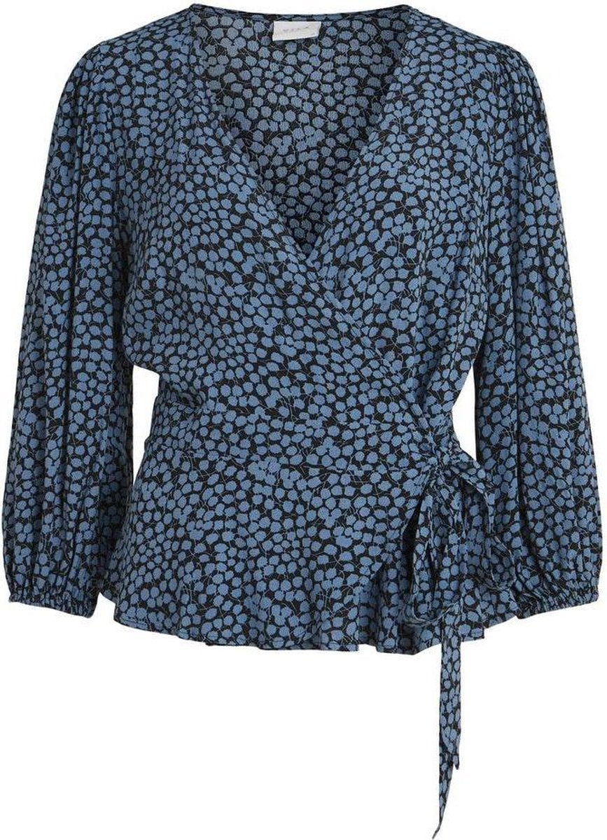 Vikittie 3/4 Sleeve Wrap Top 14066560 Black