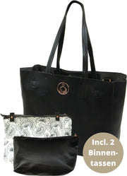Isoki Grote Zwarte Luiertas Schoudertas Avoca Tote Coal - Uitneembare Binnentassen - Lederlook Zwart