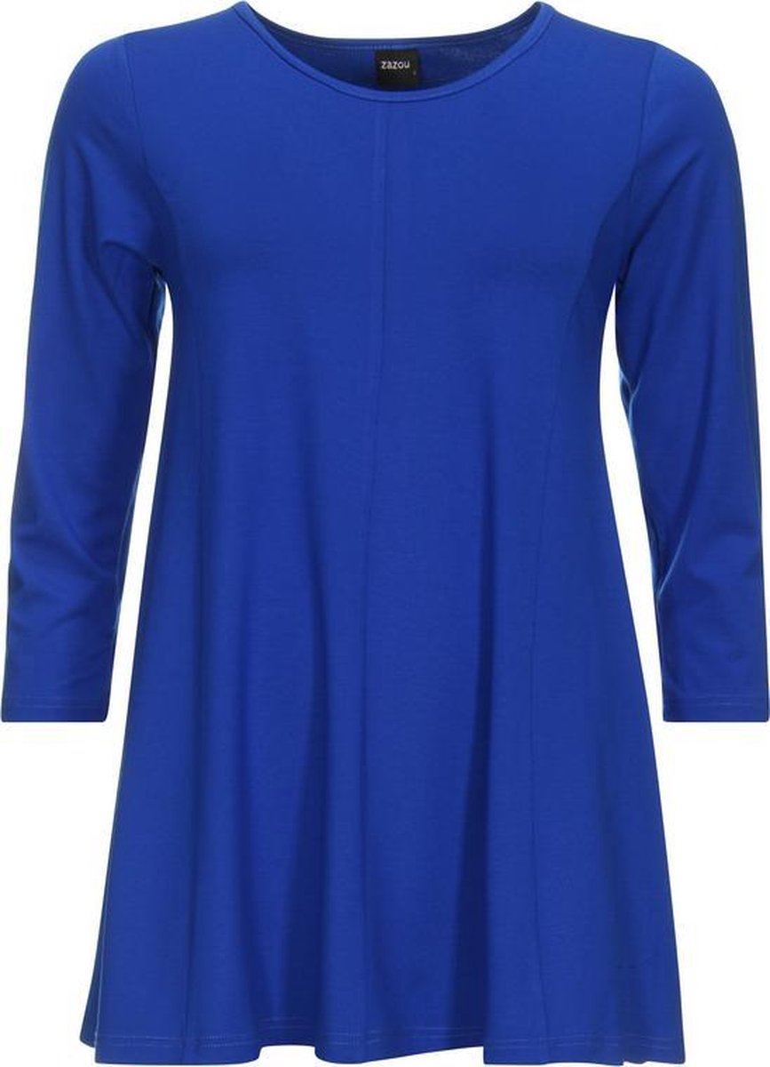 Zazou-A-lijn-shirt-driekwart-mouw-kobalt