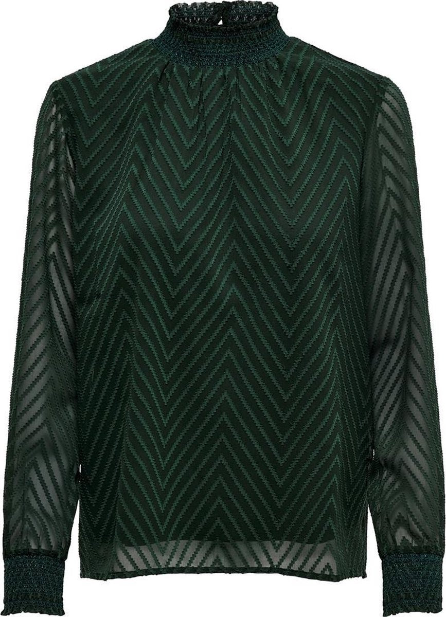 Only groene deels gevoerde transparante blouse - Maat 38