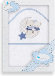 Interbaby Badcape Beertjes Junior 100 Cm Katoen Wit/blauw