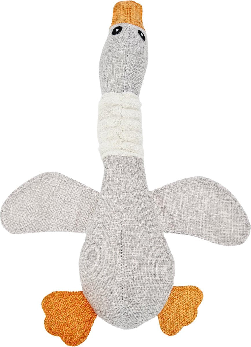 Doxie®️ Honden Speelgoed Eend – Honden Knuffel – Knuffeleend – Met Piep – 30 cm – Grijs