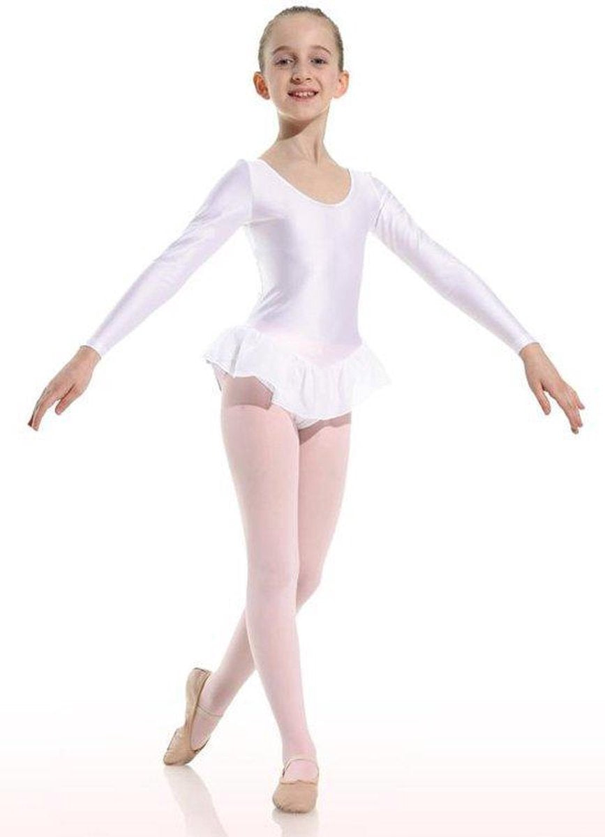 Danceries Balletpakje Sarasson Lange mouwen enkel rokje Wit Elasthan - Maat 98-104