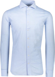 Profuomo   Overhemd Blauw Getailleerd - Maat UK14.5-EU37 - Heren - Never out of stock Collectie - Katoen;Polyester