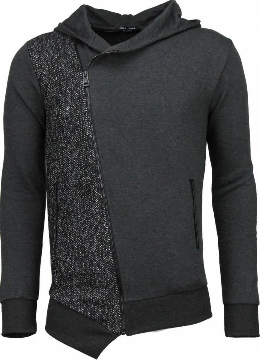 Enos Casual Vest - Long Slant Zipper - Grijs - Maat: S