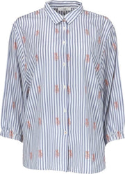 Blouse Bell Wit/Blauw