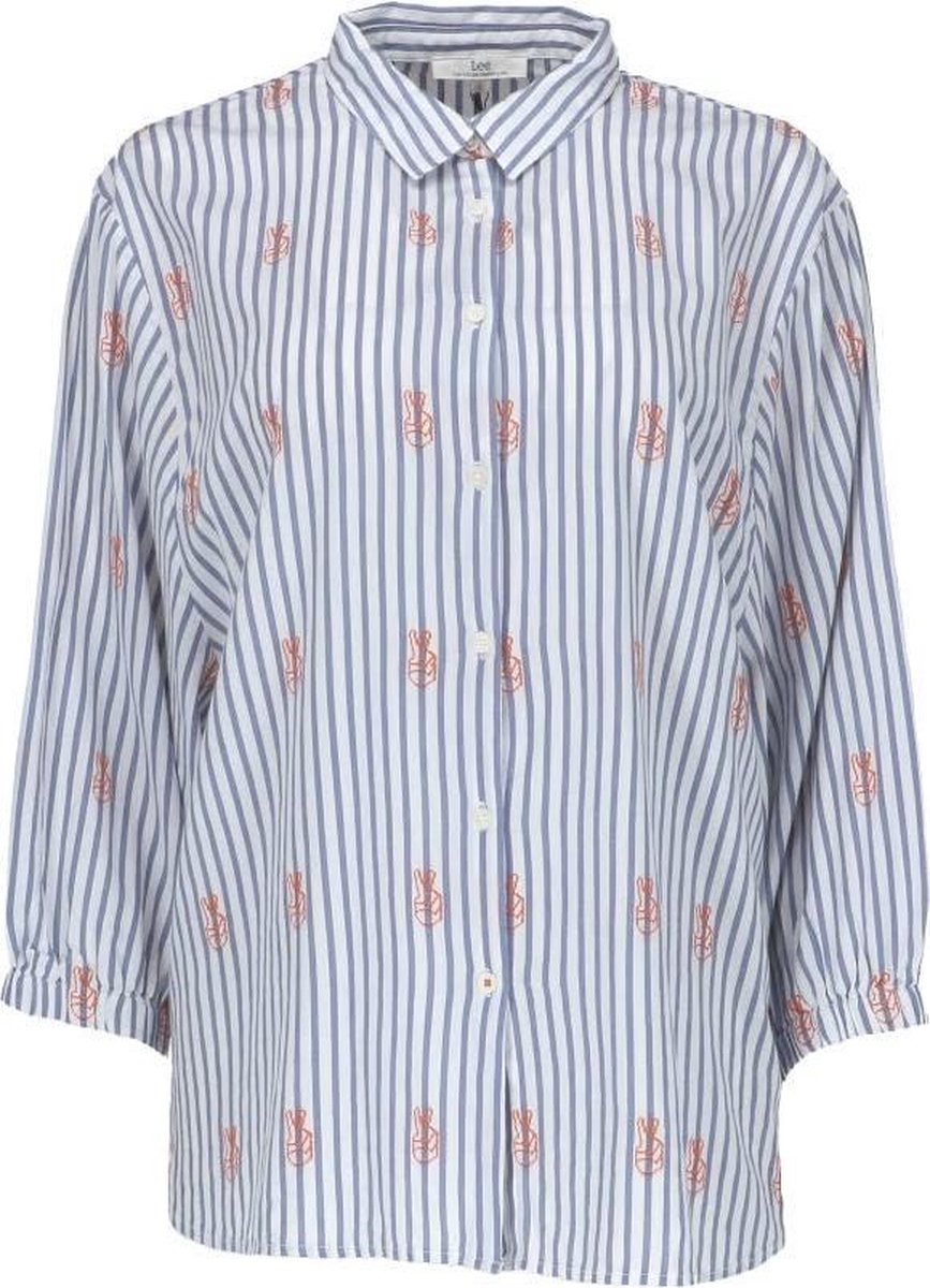 Blouse Bell Wit/Blauw