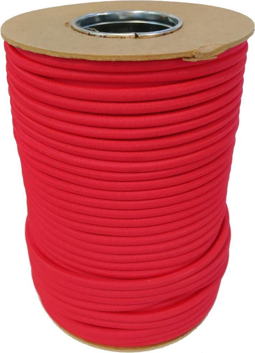 100 meter Elastisch Touw - Rood - 8mm - elastiek op rol