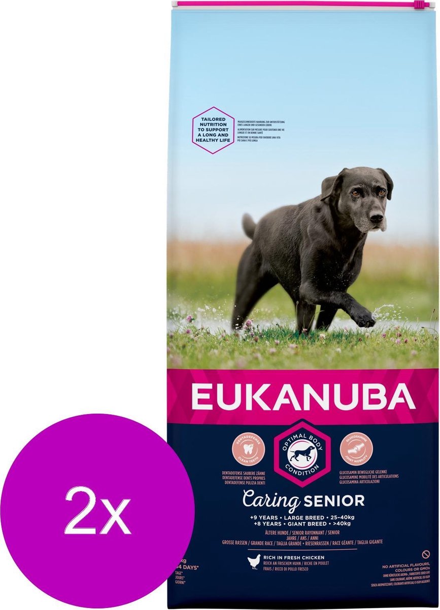 Eukanuba Caring Senior Large Breed Kip - Hondenvoer - 2 x 12 kg