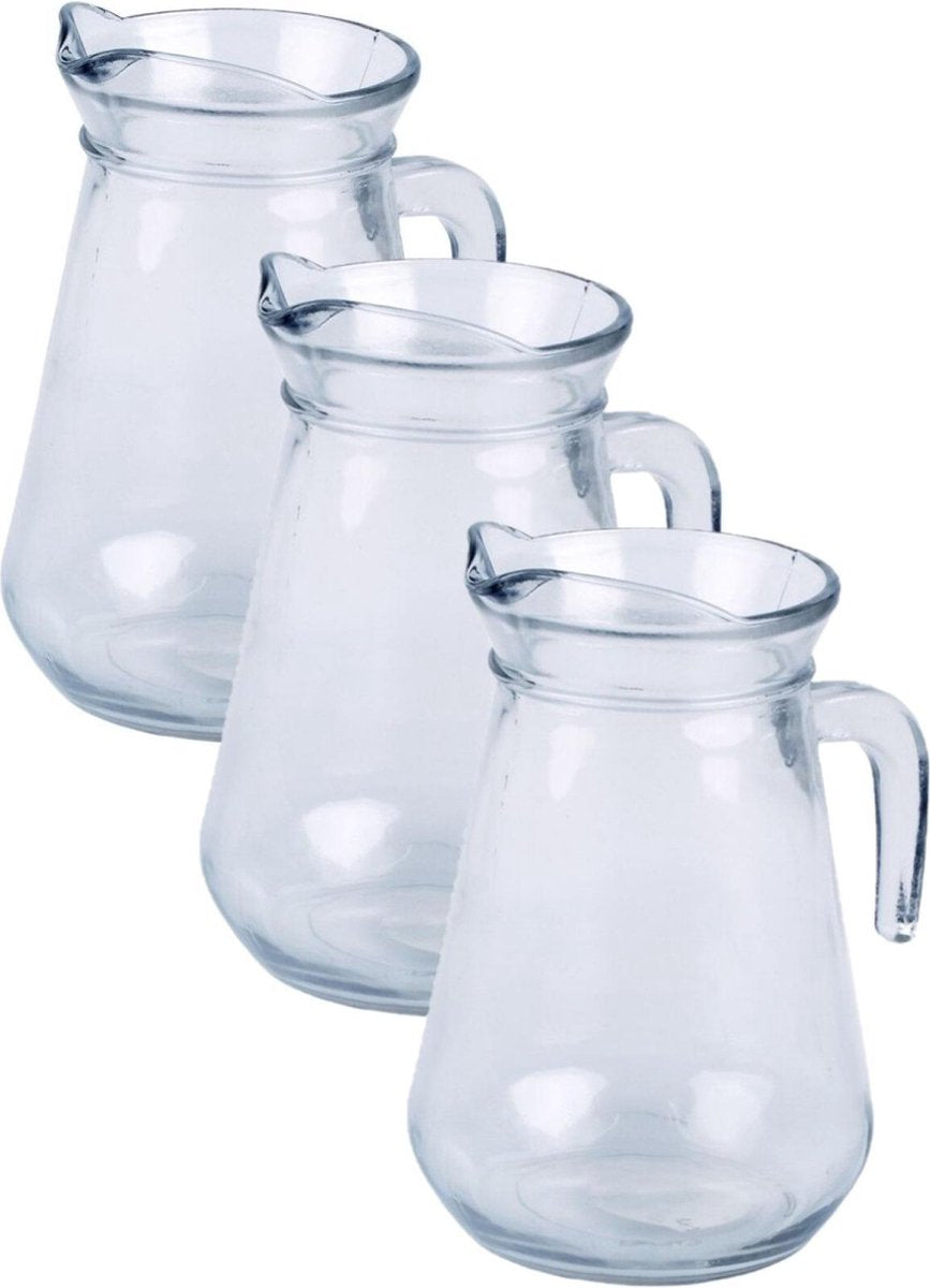 3x stuks glazen schenkkan/karaf 1