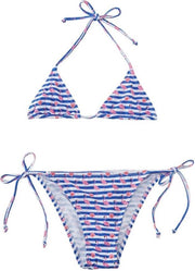 Slipstop Bikini Flamingo Meisjes Polyester Blauw/wit Maat 92