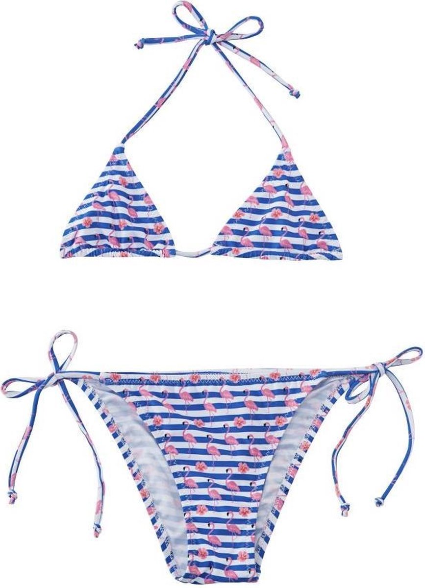 Slipstop Bikini Flamingo Meisjes Polyester Blauw/wit Maat 92