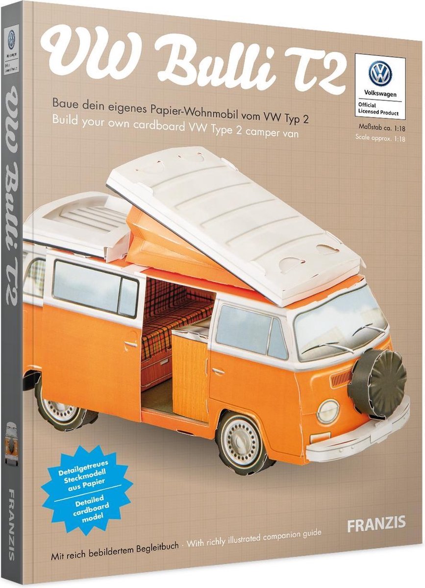 Franzis Bouwpakket Vw Bulli T2 1:18 Karton 38-delig Oranje