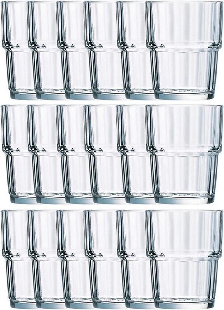 24x Drinkglazen/waterglazen Norvege transparant 200 ml - Koffie/thee/Whiskey glazen Norvege 200 ml