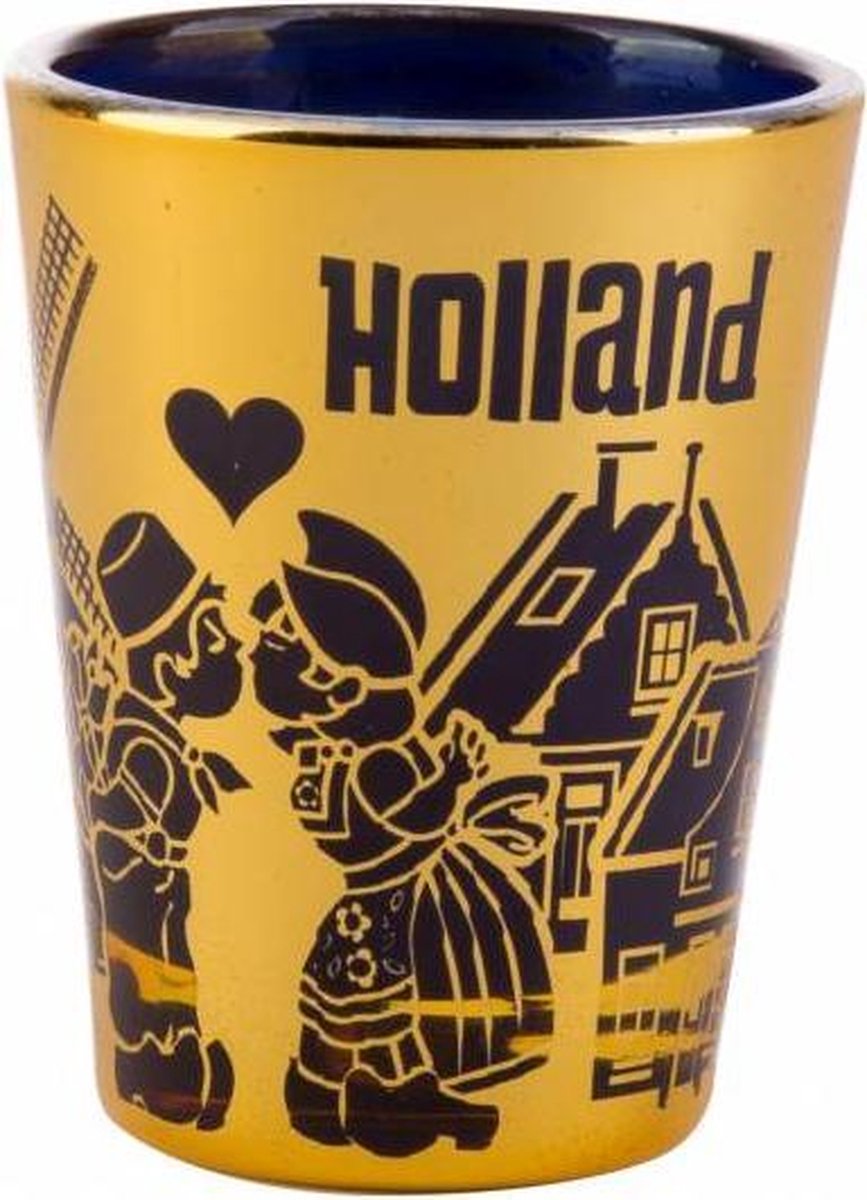 Shotglas Holland Metallic Blauw/goud - Souvenir