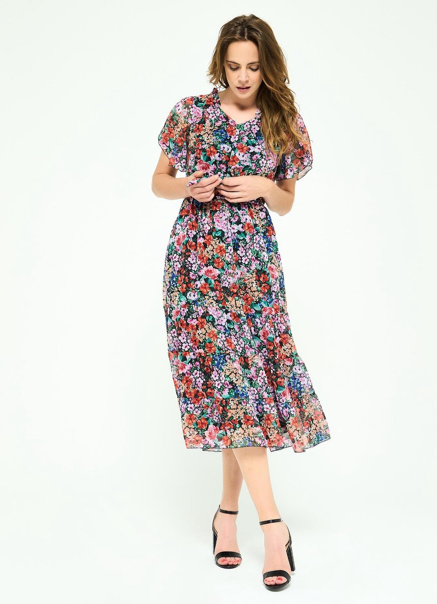 Maxi jurk met fijne bloemenprint - Veelkleurig