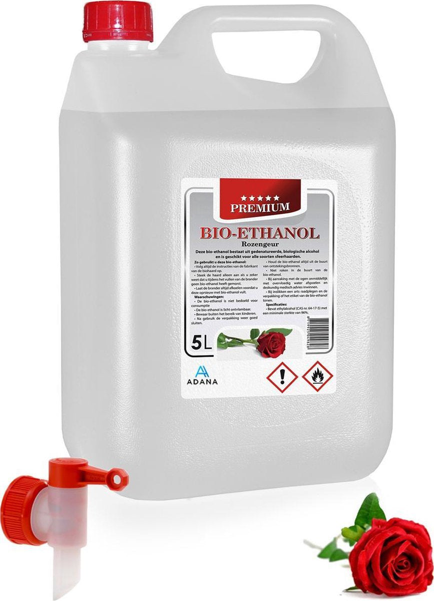 Adana-Bio- ethanol met Rozengeur-PREMIUM -bioethanol 96