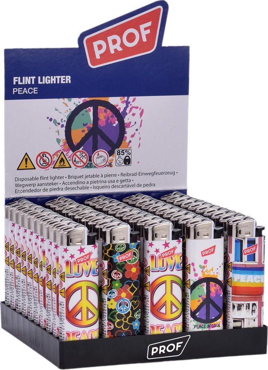 Aanstekers – Flint - Lighters - Prof - 50 stuks – Peace