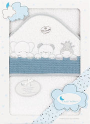 Interbaby Badcape Dieren 100 X 100 Cm Katoen Wit/jeansblauw