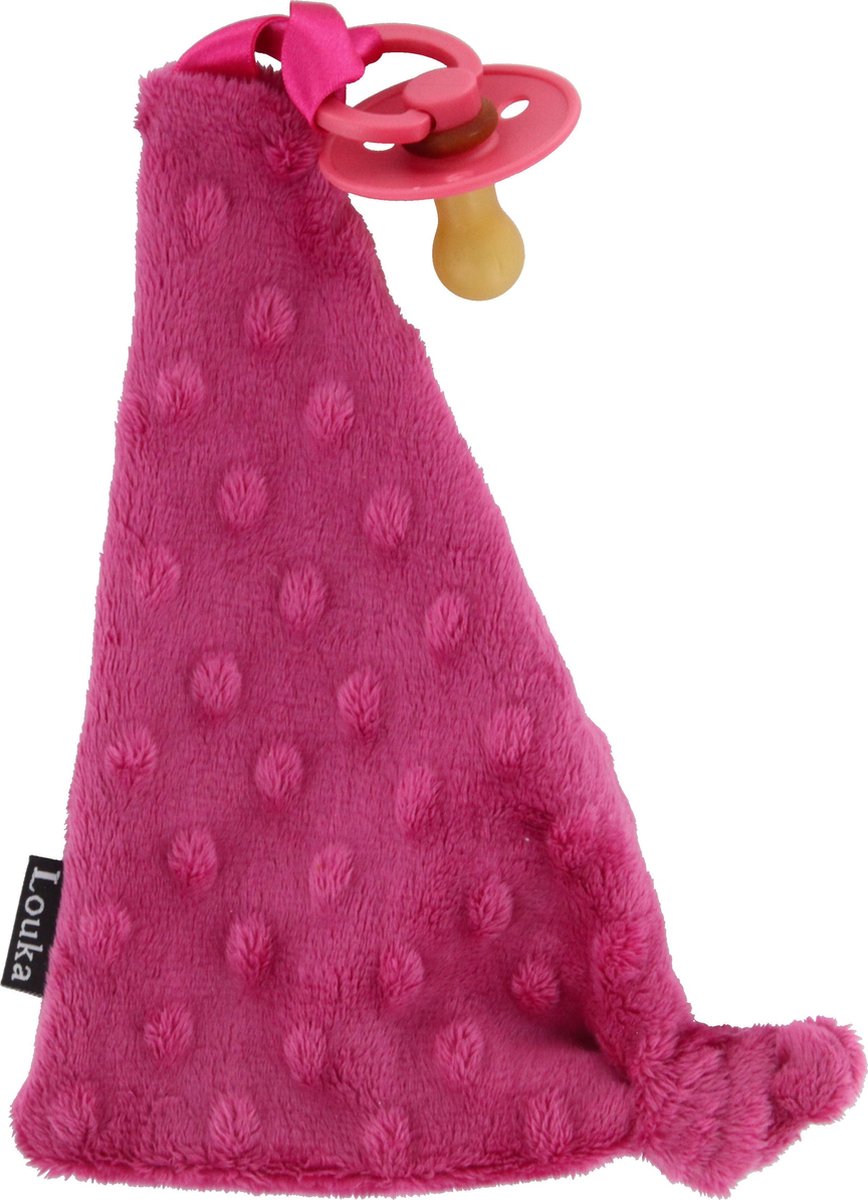 Louka speendoekje diehoek minky fuhsia-roze-meisje-jongen-minky-speenknuffel-excl. speen
