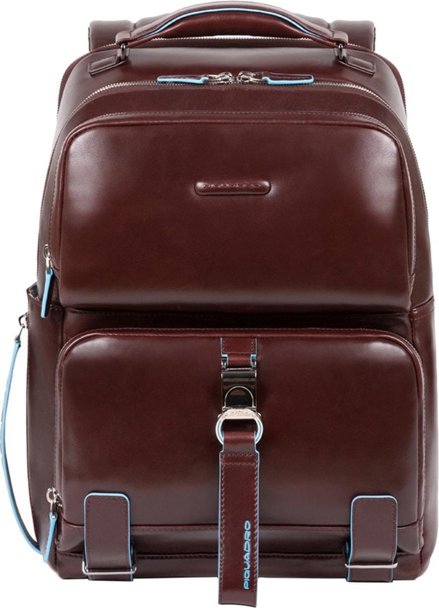 Piquadro Blue Square Computer Fast-check Backpack with iPad Compartment dark brown
