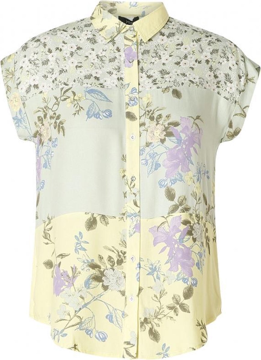 YEST Ingrid Blouse - Light Aqua/Multi Col - maat 36
