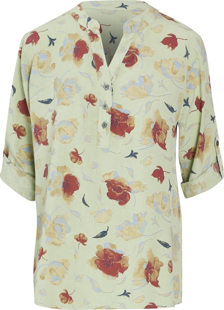 Cassis - Blouse in tencel met bloemenprint - Kaki
