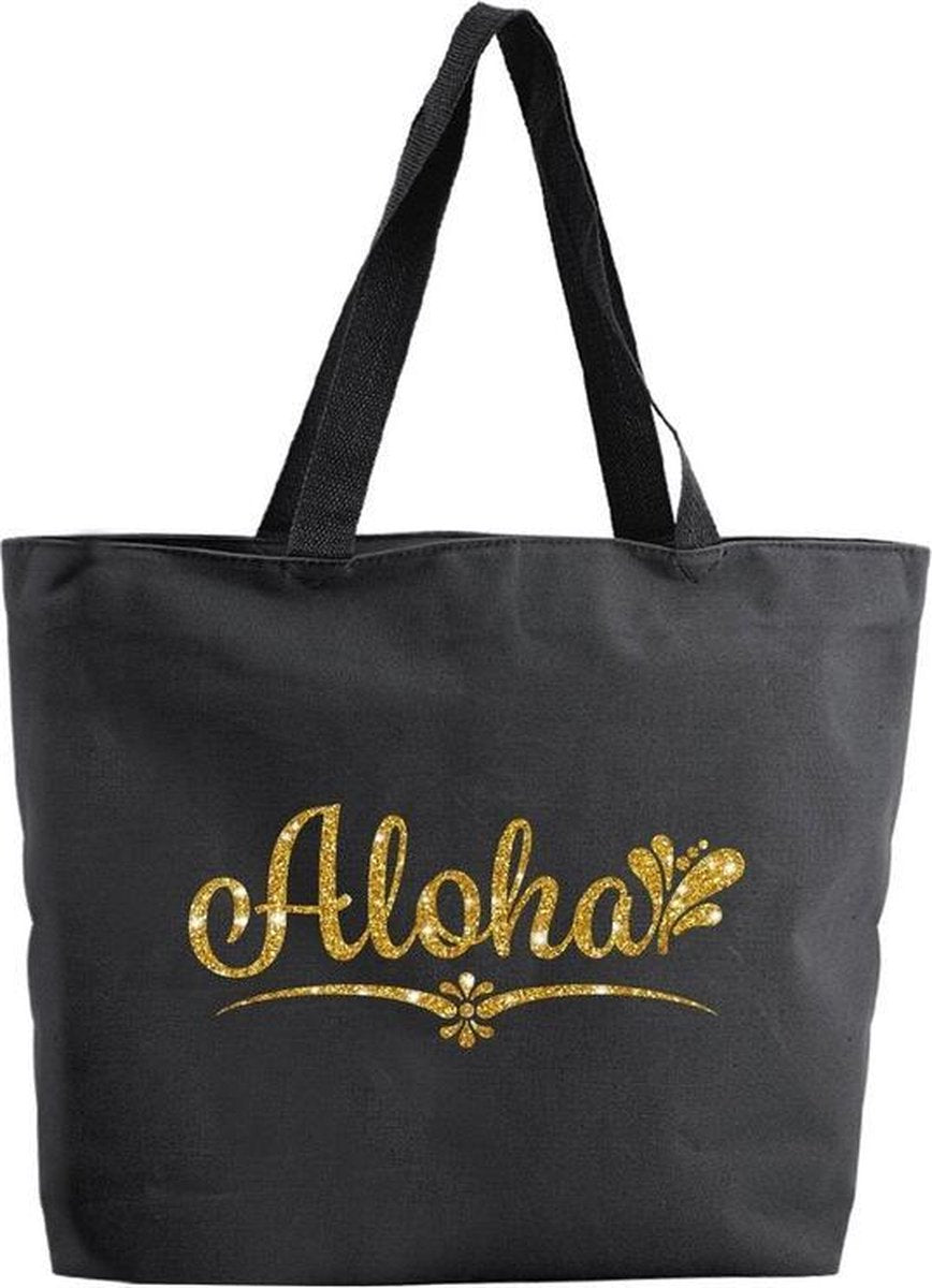 Aloha shopper tas - zwart - 47 x 34 x 12